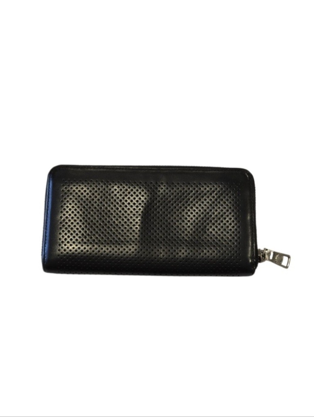 Coach Black Perforated Leather Zip Around Wallet - Picture 2 of 16